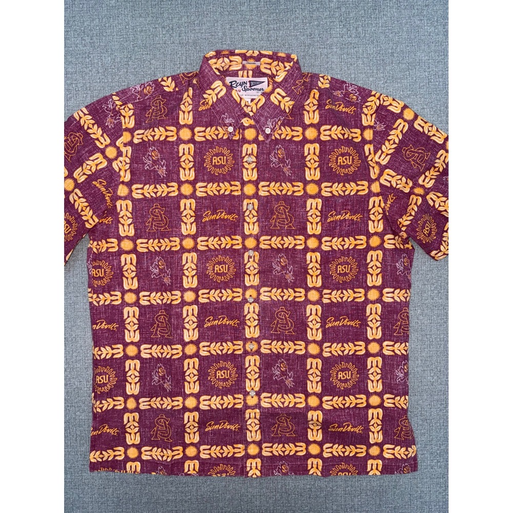NWT Reyn Spooner M Arizona State University Shirt Maroon ASU Sun Devils Football